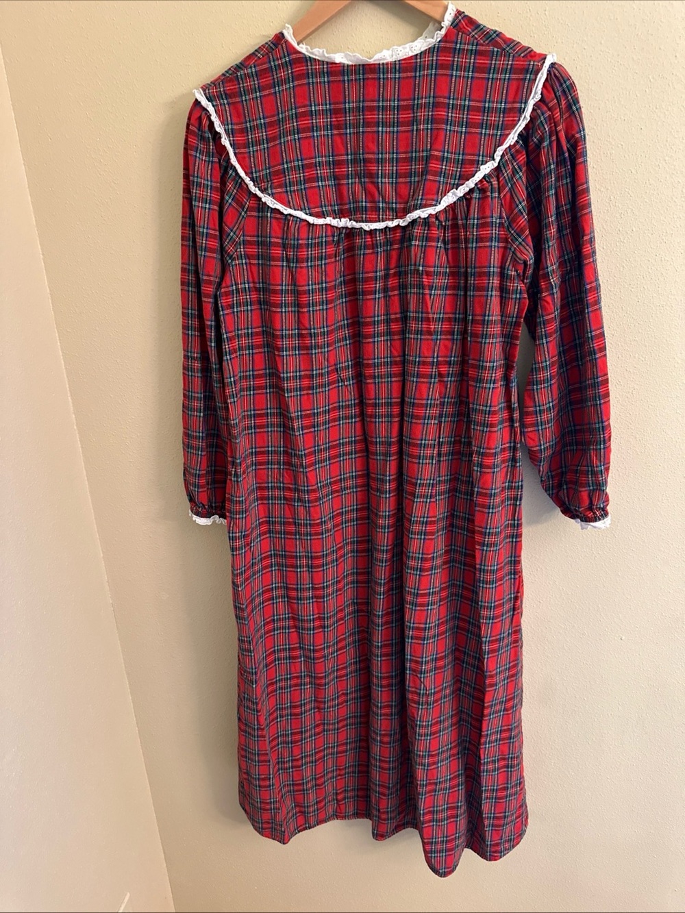 Vtg Lanz of Salzburg Nightgown Small 100% Cotton Plaid Full Length Farmhouse - Picture 5 of 6